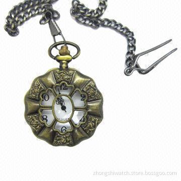 Steampunk Vintage Antique Retro Style Quartz Pocket Watch with Necklace Chain and Colorful Dial